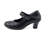 ANNA Black Soft Walking Strap Heels