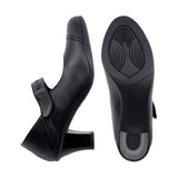 ANNA Black Soft Walking Strap Heels