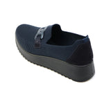 AURIE Dark Navy Wide Fit Stretch Slip-Ons