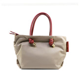 BIANCA-S 2 WAYS TOTE BAG Taupe x Red