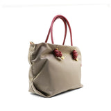 BIANCA-S 2 WAYS TOTE BAG Taupe x Red