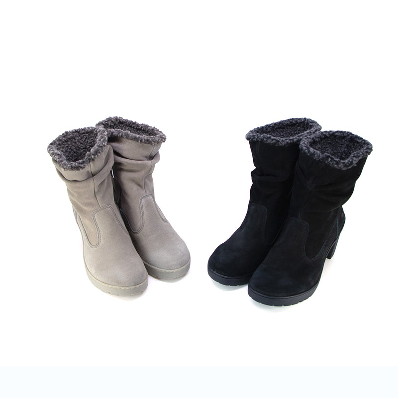 Eira black Soft Fur Heel Boots