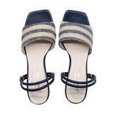 HARUMI Navy Stripe 2 Ways Soft Sandals