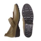 KAKO Dark Khaki Ultra Light Leather Strap Flats