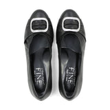 KIHIN BUCKLE All Black Soft Walking Pumps