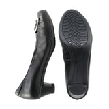 KIHIN BUCKLE All Black Soft Walking Pumps