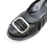 KIHIN BUCKLE All Black Soft Walking Pumps