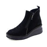 NAWA Black Nubuck Anti-Slip Wide Fit Short Boots