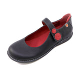 PASS BUTTON Black Strap Flats