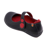 PASS BUTTON Black Strap Flats