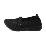 RELLA Black Mesh Soft Walking Stretch Flats