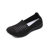 RELLA Black Mesh Soft Walking Stretch Flats