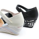 RISA Strap Black Combi Wedges Sandals