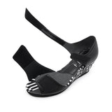RISA Strap Black Combi Wedges Sandals