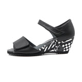 RISA Strap Black Combi Wedges Sandals