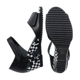 RISA Strap Black Combi Wedges Sandals