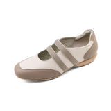 SACHIE Taupe Soft Walking Double Straps Flats