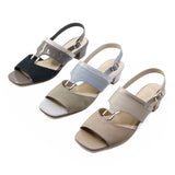 SAYU Beige Combi BALANCED HEEL SANDALS