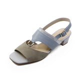 SAYU Khaki Combi BALANCED HEEL SANDALS