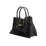 TRERO-M Black-Grey 2 Ways Leather Tote