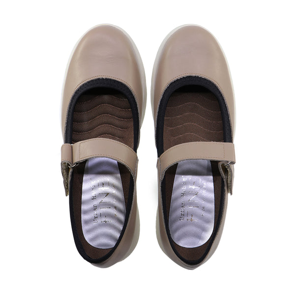 Himari Moca Beige Soft Walking Sneaker Strap Flats