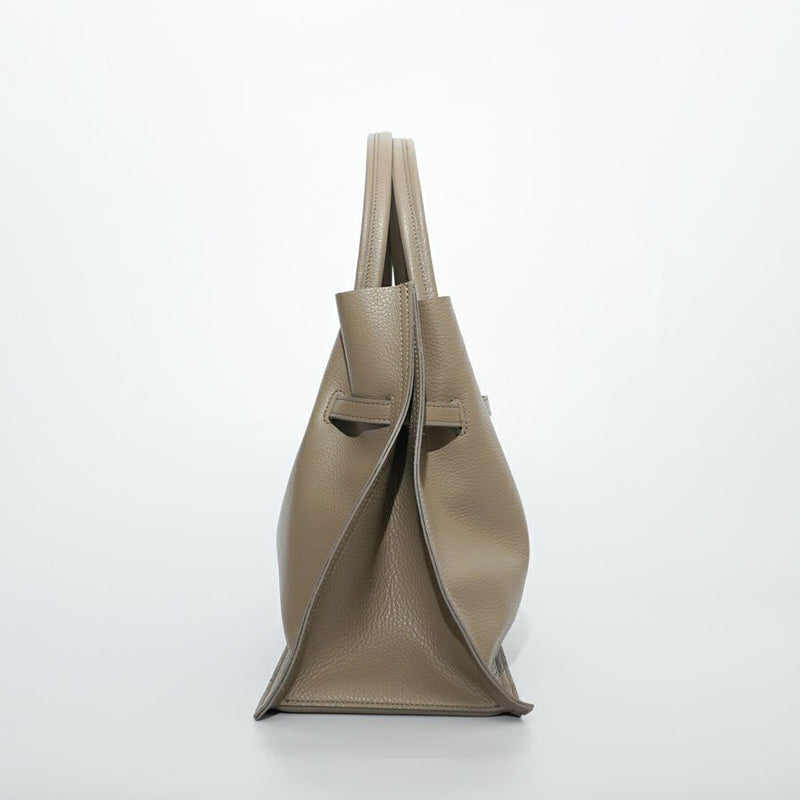 TRERO-L Taupe-Black Leather Tote Bag