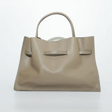 TRERO-L Taupe-Black Leather Tote Bag