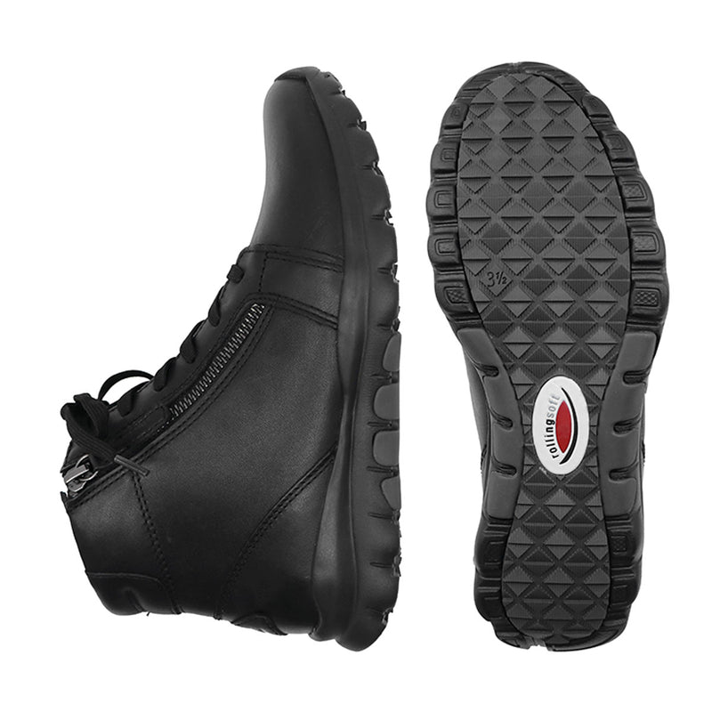 ANKI Black Leather Anti Slip Sneaker Boots