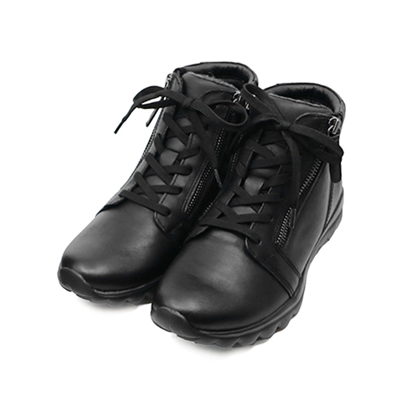 ANKI Black Leather Anti Slip Sneaker Boots