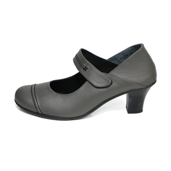 Anna Dark Grey Soft Walking Strap Heels