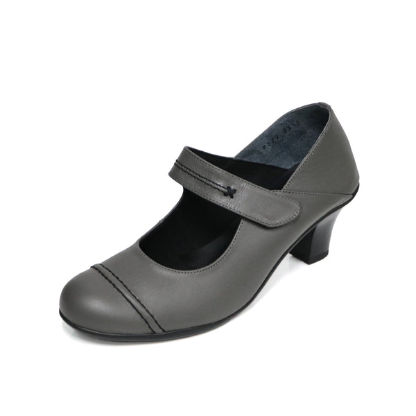 Anna Dark Grey Soft Walking Strap Heels