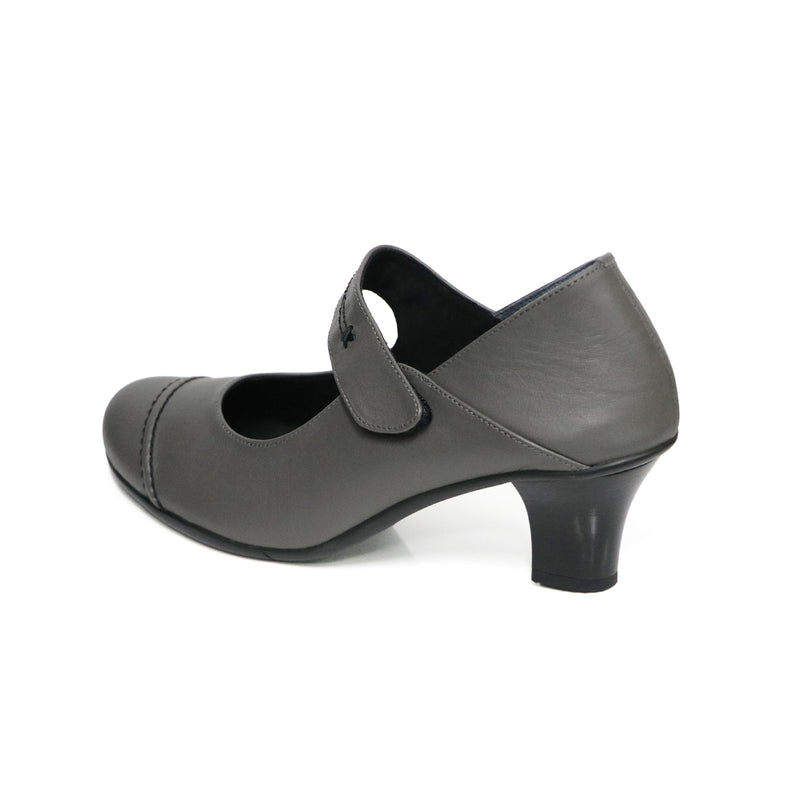 Anna Dark Grey Soft Walking Strap Heels
