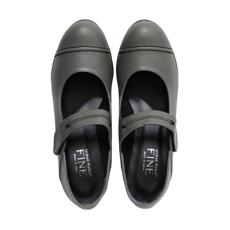 Anna Dark Grey Soft Walking Strap Heels