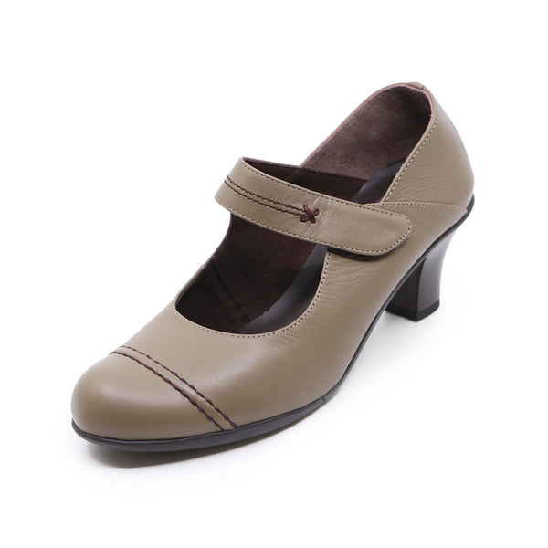 Anna Oak Soft Walking Strap Heels