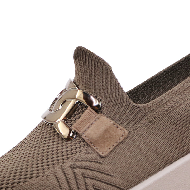 AURIE Taupe Wide Fit Stretch Slip-Ons