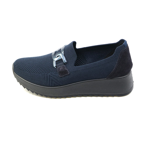 AURIE  Dark Navy WIDE FIT STRETCH SLIP-ONS