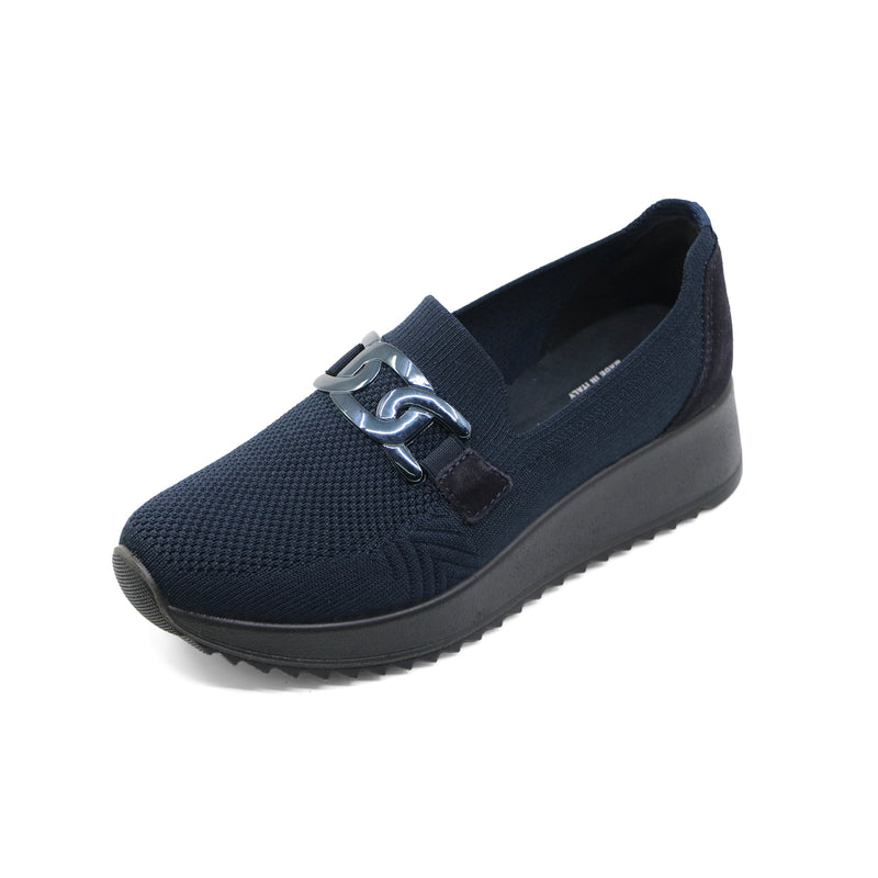 AURIE Dark Navy Wide Fit Stretch Slip-Ons