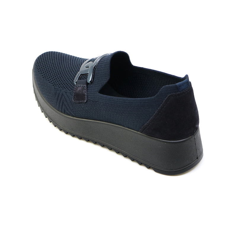 AURIE Dark Navy Wide Fit Stretch Slip-Ons