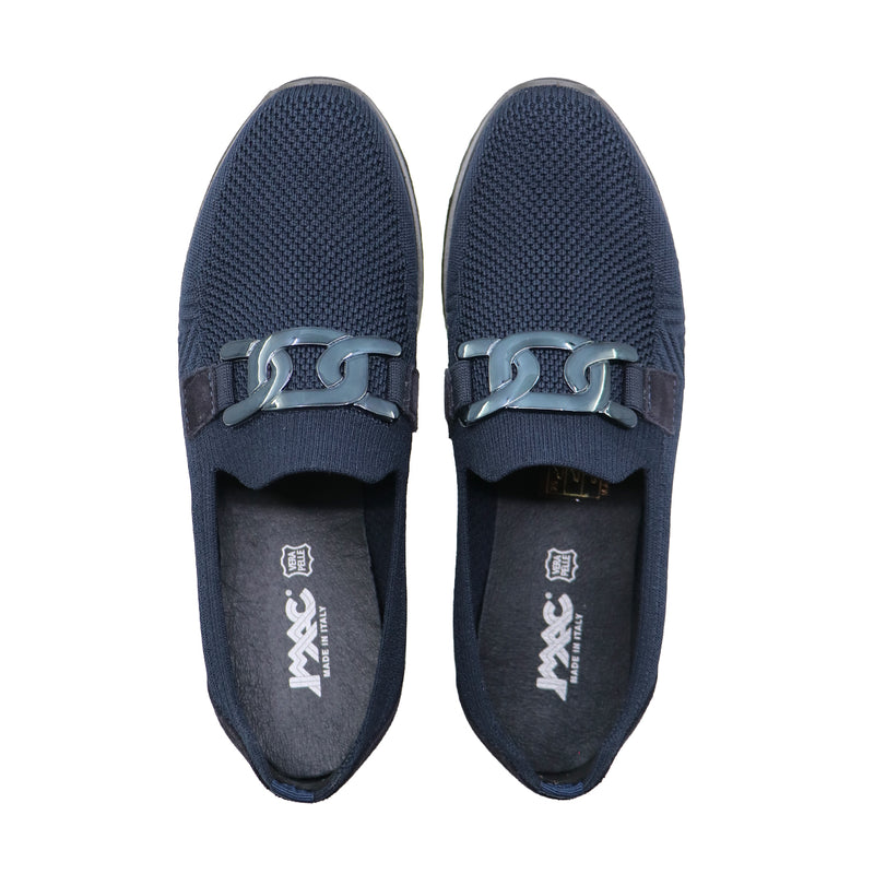 AURIE Dark Navy Wide Fit Stretch Slip-Ons