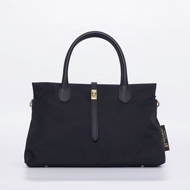 BIANCA SQUARE-M Black x Black 2 Ways Tote