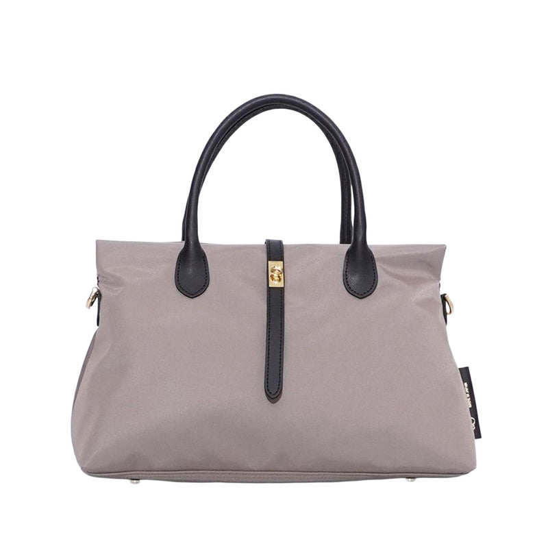 BIANCA SQUARE-M Taupe x Black 2 Ways Tote