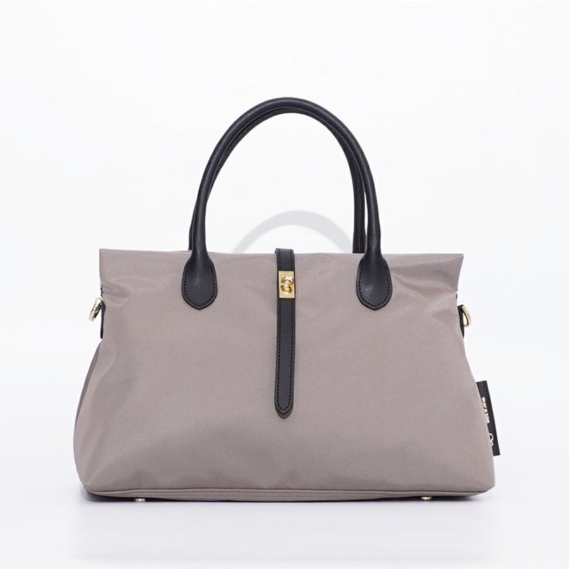 BIANCA SQUARE-M Taupe x Black 2 Ways Tote