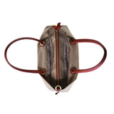 BIANCA-S 2 WAYS TOTE BAG Taupe x Red
