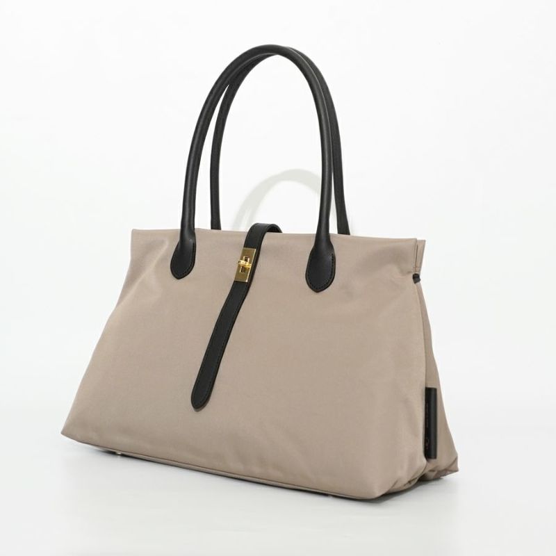 BIANCA SQUARE-M Taupe x Black 2 Ways Tote