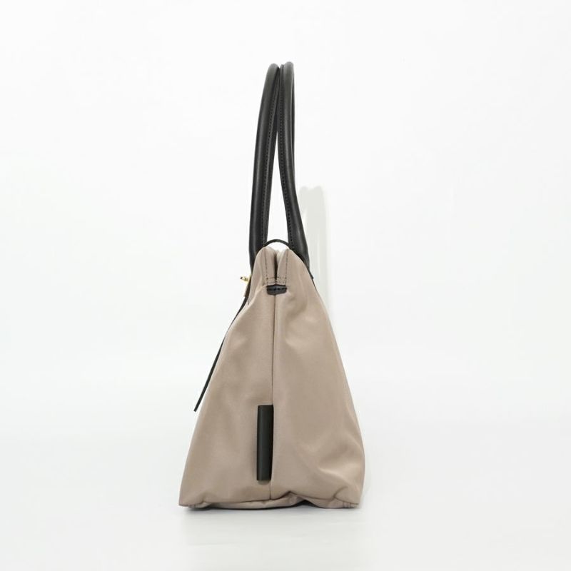 BIANCA SQUARE-M Taupe x Black 2 Ways Tote