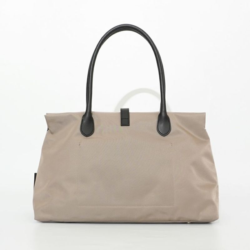 BIANCA SQUARE-M Taupe x Black 2 Ways Tote