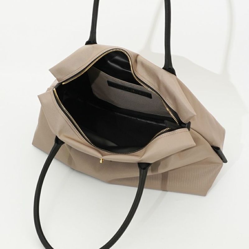 BIANCA SQUARE-M Taupe x Black 2 Ways Tote