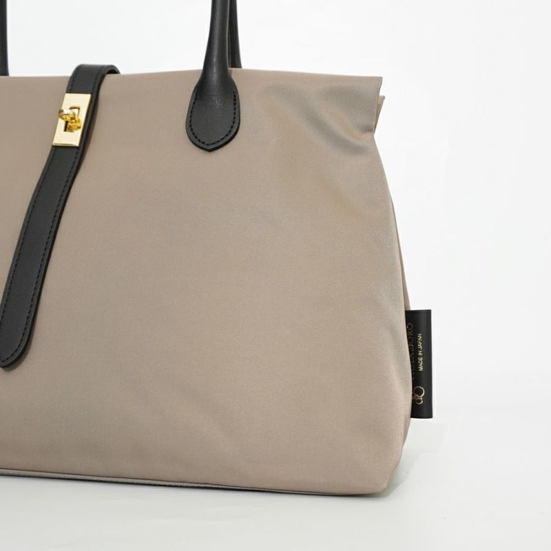 BIANCA SQUARE-M Taupe x Black 2 Ways Tote