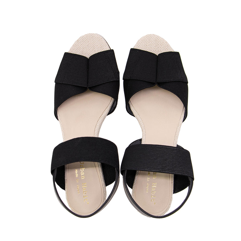 Chiaki Black Stretch Sandals