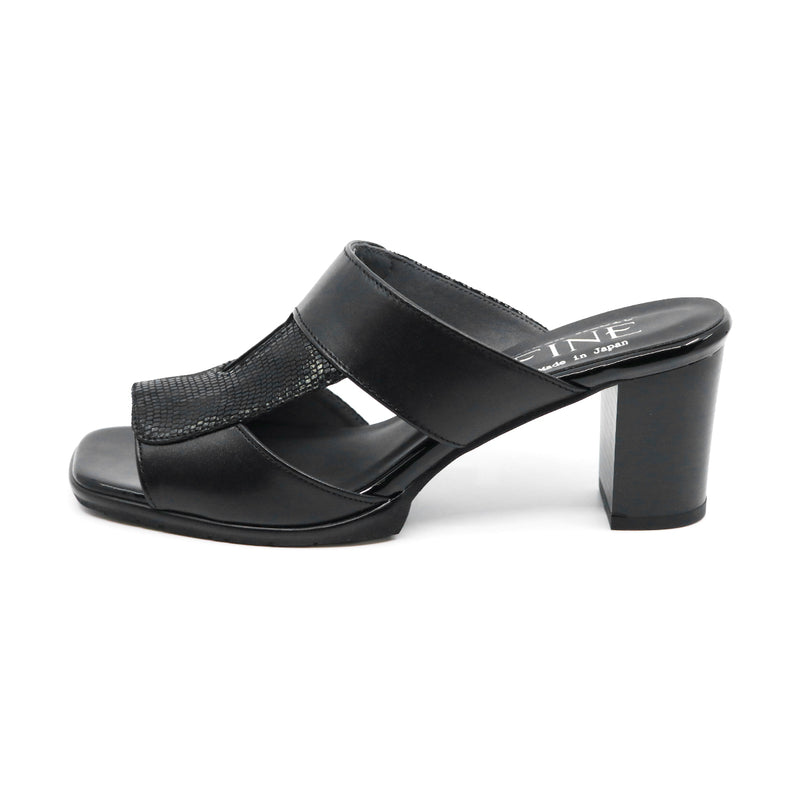 CHIYO Black Balanced Heel Sandals